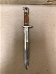 GERMAN WWII K98 MAUSER BAYONET FIXED BLADE COMBAT KNIFE WITH WOODEN HANDLE
